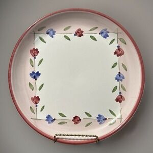 Linens N Things Dinner Plate Pink Pateli Blue Flowers Caleca Italy 11.25"